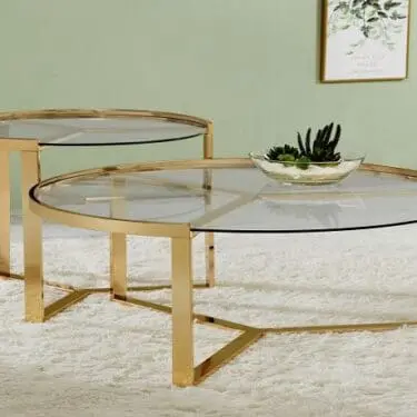 Delia 2-Piece Round Nesting Table Clear And Gold