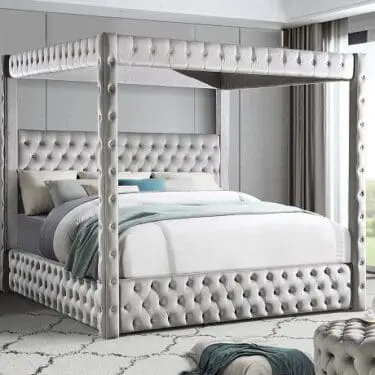 Harlem Beige Velvet Bed