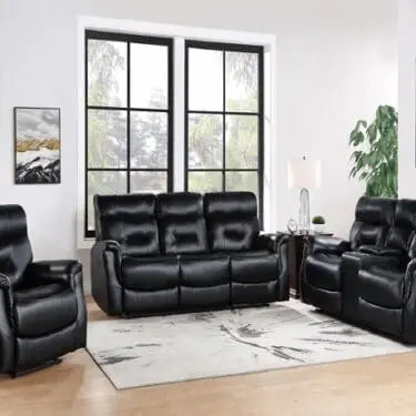 Andres Motion Black Sofa Set