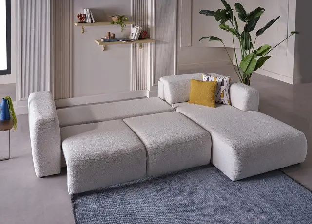 Picasso White Convertible Sectional