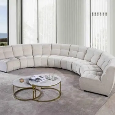 Charlotte 5PC Curved Modular Sectional Sofa Ivory