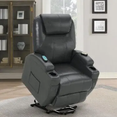 Sanger Power Lift Recliner W/Massage Charcoal Grey