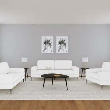 Jessel Chenille Upholstered Sofa Set Ivory