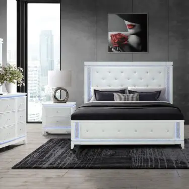 Alina White Bedroom Set w/ Led light