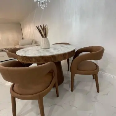 Ortega Round Marble Top Dining Set