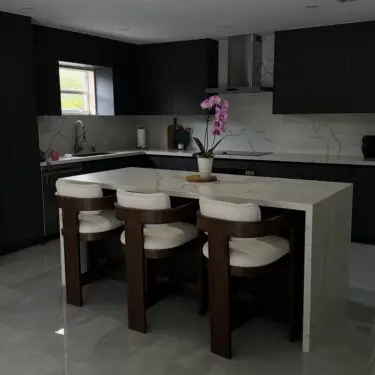 Linen Textured Fabric Upholstered Counter Stool