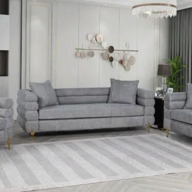 Hank Grey Boucle Sofa Set