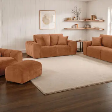 Burnett Chenille Sofa Set Burnt Orange