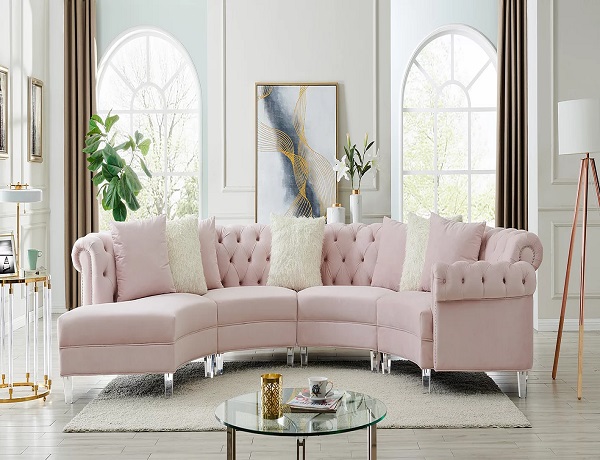 Liliana Pink Velvet Sectional