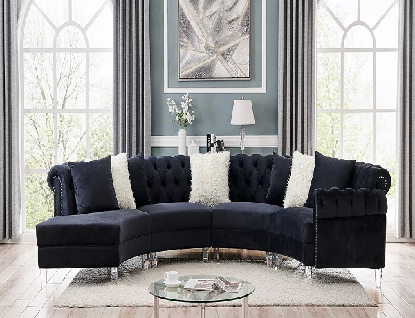 Liliana Black Velvet Sectional