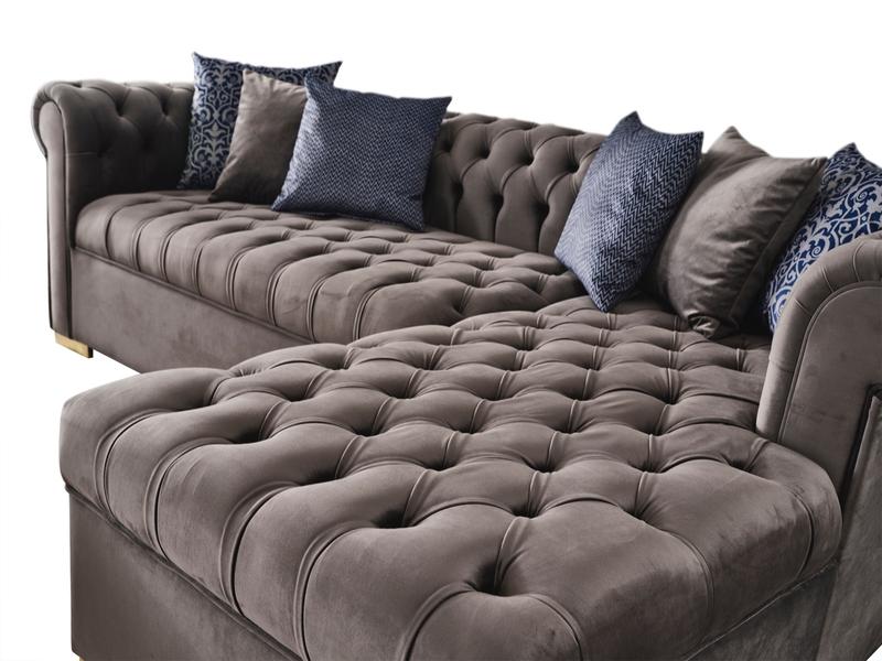 Audrey Velvet Gray  Sectional - Image 2