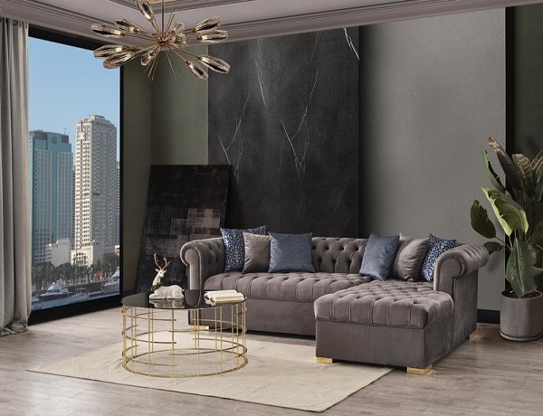 Audrey Velvet Gray  Sectional