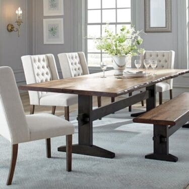 Bexley Live Edge Trestle Dining Table Natural Honey & Espresso