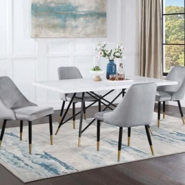 Gabrielle Marble Top Rectangular Dining Table Set