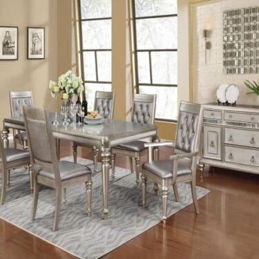Bling Game Dining Room Set Metallic Platinum