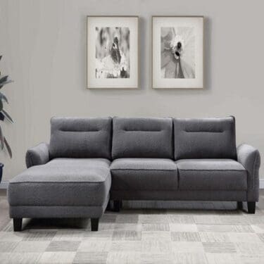 Caspian Upholstered Curved Arms Sectional Sofa Grey