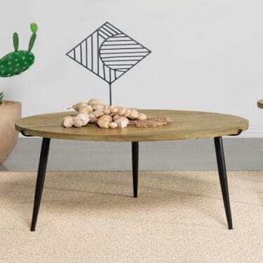 Pilar Solid Wood Top Coffee Table Natural & Black