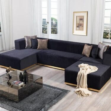 Juliana Black Velvet 4-Piece Sectional
