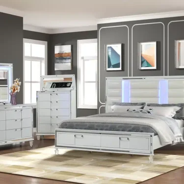 Gina White Glossy Bedroom Set