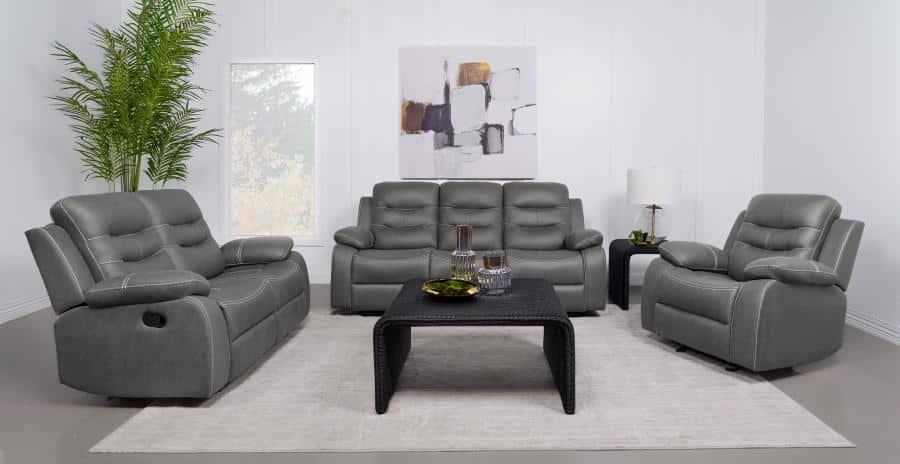 Nova Reclining Sofa Set Dark Grey - Image 3