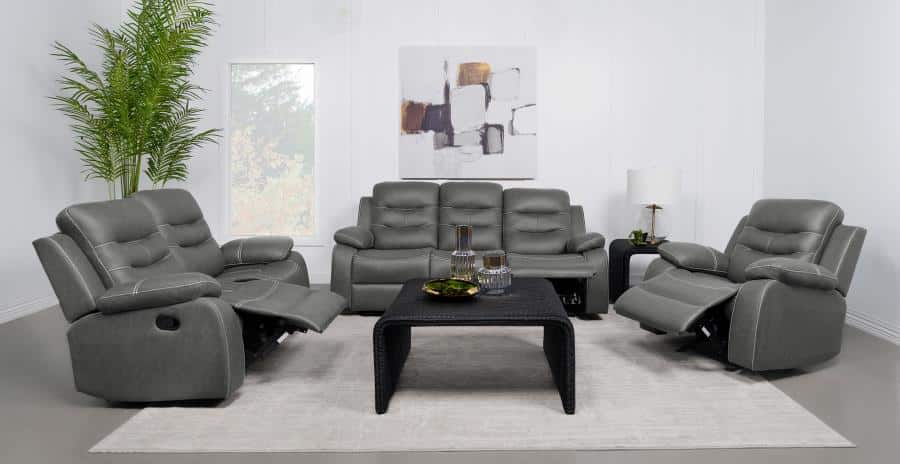 Nova Reclining Sofa Set Dark Grey - Image 2