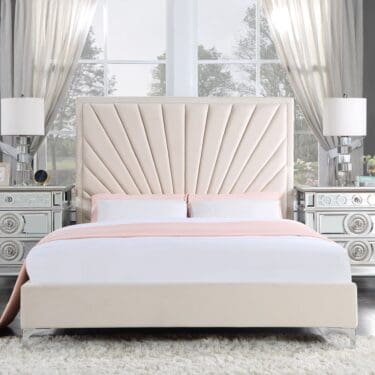 Faiz beige velvet Bedroom Set