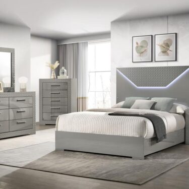 Ives Bedroom Set Grey High Gloss