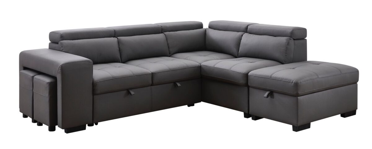 Katerine Leather Sleeper Sectional - Image 5