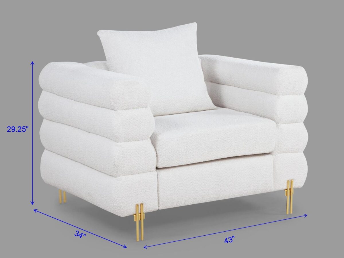Hank White Boucle Sofa Set - Image 5