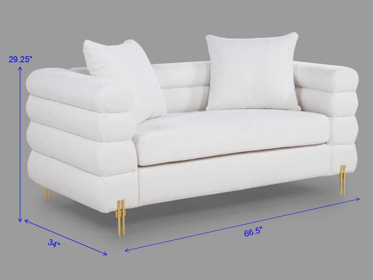 Hank White Boucle Sofa Set - Image 4