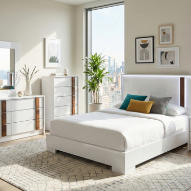 Vienna White Lacquer Bedroom Set