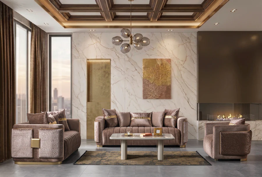 Carlina Velvet Sofa y Loveseat